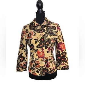 NWOT ATL Studio Ann Taylor Loft Large Floral Print Cotton Blazer Women Size 6P